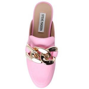 Steve Madden Kiki pink mules with chunky chain accent size 6